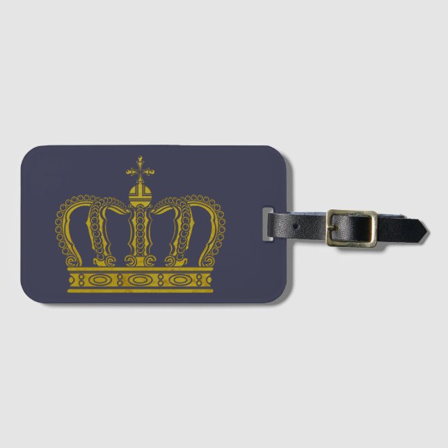 Étiquette À Bagage Golden Royal Crown I + votre backgr. & idées (Devant Horizontal)