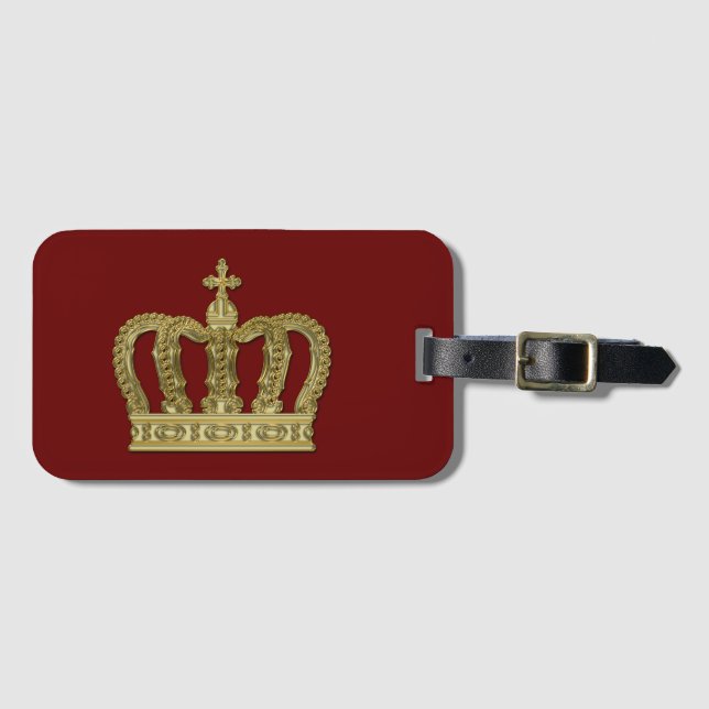 Étiquette À Bagage Golden Royal Crown II + votre backgr. & idées (Devant Horizontal)