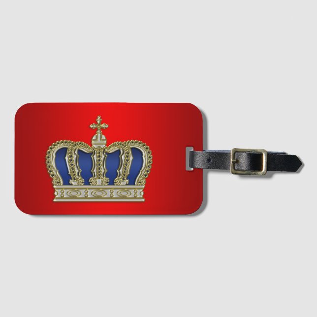 Étiquette À Bagage Golden Royal Crown V + votre backgr. & idées (Devant Horizontal)