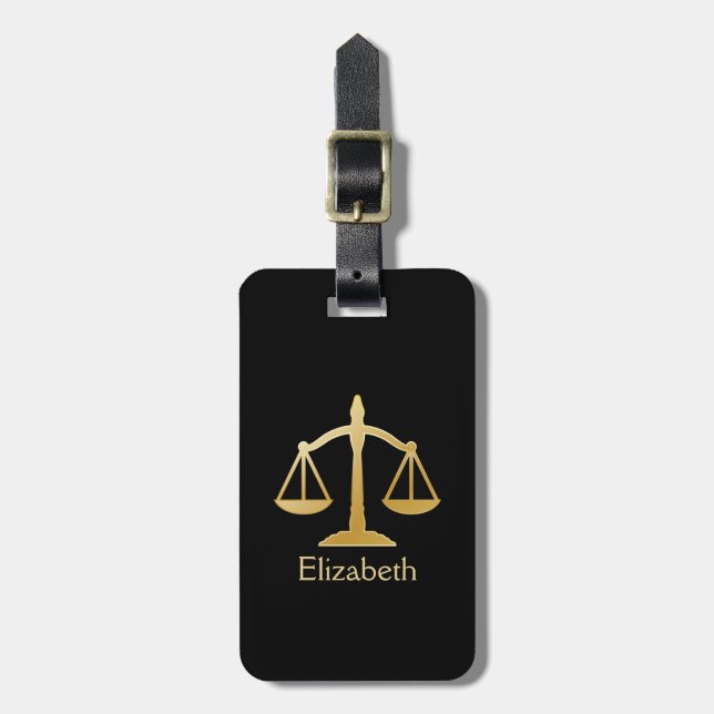 Étiquette À Bagage Golden Scales of Justice Law Theme (Devant Vertical)