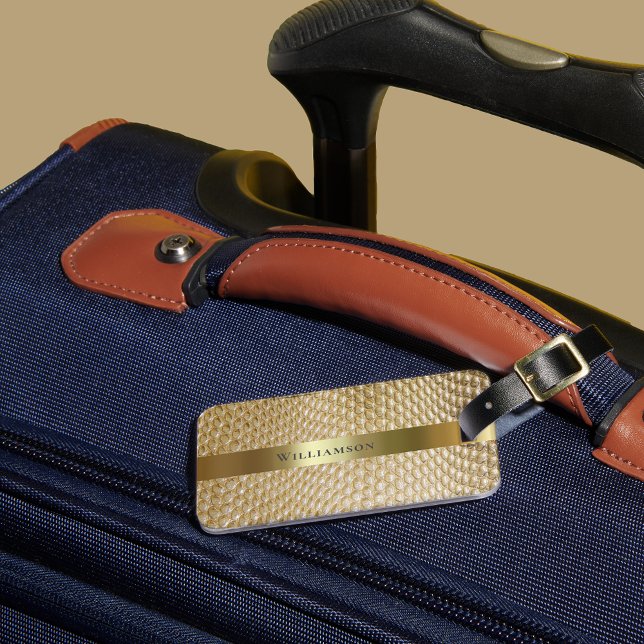 Étiquette À Bagage Golden Snakeskin Digital Leather Gold Metal (Créateur téléchargé)