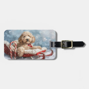 Étiquette À Bagage Goldendoodle Chien Festif de Noël