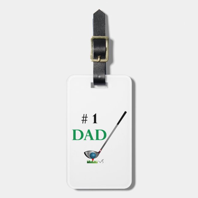 Étiquette À Bagage GOLF Numéro Un DAD, Golf Club, Cool (Devant Vertical)