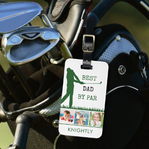 Étiquette À Bagage Golfer BEST DAD BY PAR PAR 3 Photo personnalisée