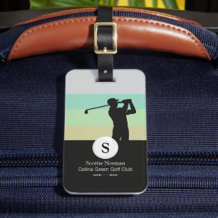 Étiquette À Bagage Golfeur avec Golf Club Elegant Noir