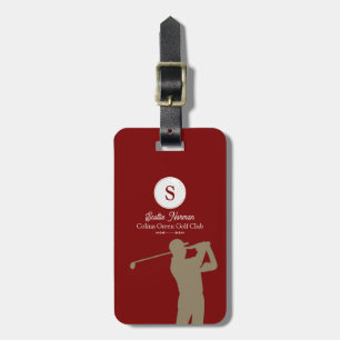 Étiquette À Bagage Golfeur avec Golf Club Élégant Rouge