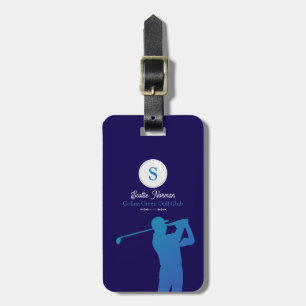 Étiquette À Bagage Golfeur bleu avec Golf Club Élégant
