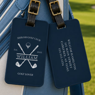 Étiquette À Bagage Golfeur Croix Club Bleu foncé