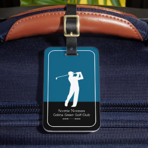 Étiquette À Bagage Golfeur Homme avec Club de Golf Élégant Bleu