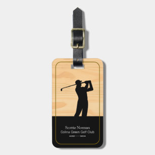 Étiquette À Bagage Golfeur homme avec club de golf en bois