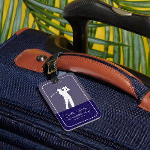 Étiquette À Bagage Golfeur Homme / Club de Golf - bleu élégant
