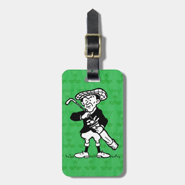 Étiquette À Bagage Golfeur personnalisé de bande dessinée de golf (Devant Vertical)