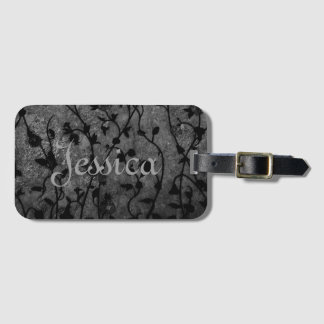 Étiquette À Bagage Gothique Floral Antique Noir et Blanc
