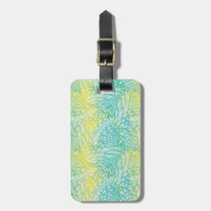 Étiquette À Bagage Gradient jaune et bleu vintage floral