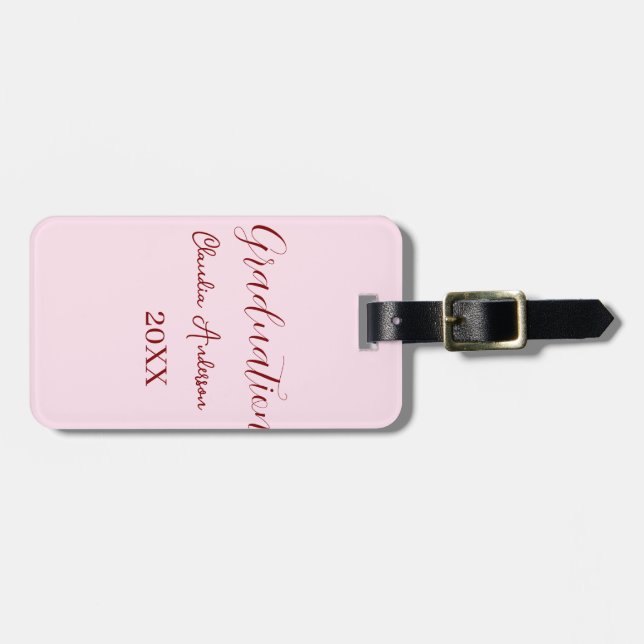 Étiquette À Bagage Graduation name class of 20XX mauve calligraphy co (Devant horizontal)