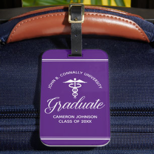 Étiquette À Bagage Graduation scolaire Médicale pourpre personnalisée