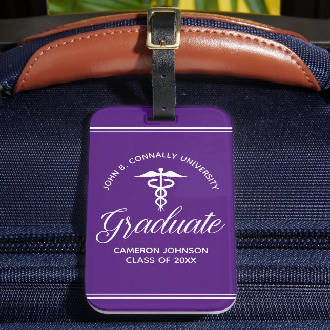Étiquette À Bagage Graduation scolaire Médicale pourpre personnalisée (Insitu Rectoal 2)