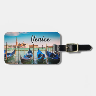 Étiquette À Bagage Grand Canal de Venise avec des gondoles emblématiq