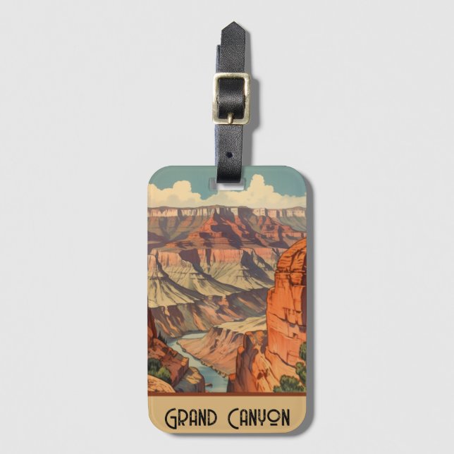 Étiquette À Bagage Grand Canyon Retro Design de voyage (Devant Vertical)