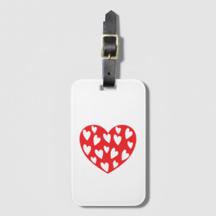 Étiquette À Bagage Grand coeur rouge avec peu de coeur