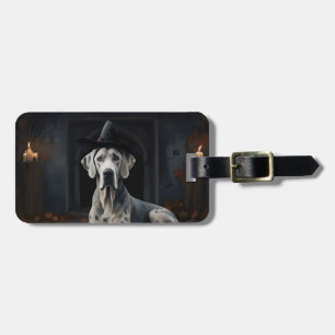 Étiquette À Bagage Grand Dane Citrouille Halloween flip d'effroi