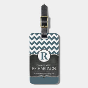 Étiquette À Bagage Grand monogramme Chevron personnalisé