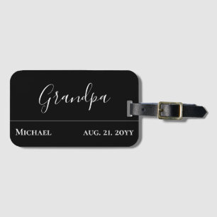 Étiquette À Bagage Grandpa Cadeau - moderne Jet Black Personnalisé
