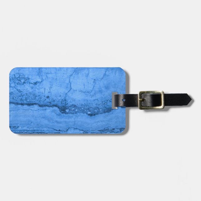 Étiquette À Bagage Granit bleu motif marbre bleu pierre (Devant horizontal)