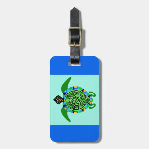 Étiquette À Bagage Graphique cool - Sea TURTLE - bleu & vert