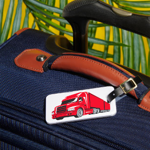 Étiquette À Bagage Gras Red Semi-Truck Big Rig Trucker