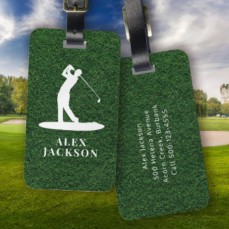 Étiquette À Bagage Grass Monogram Golfer Ajouter votre logo