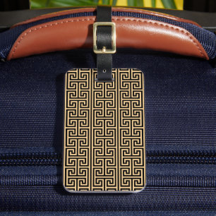 Étiquette À Bagage Grec Meander Carré clé H Motif Brown