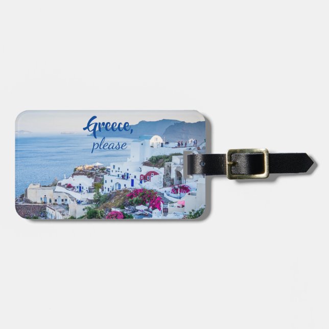 Étiquette À Bagage Grèce S'il vous plaît / Personnalisé/ Île de Santo (Devant horizontal)