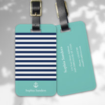 Green and Navy Blue Striped Nautical Pattern