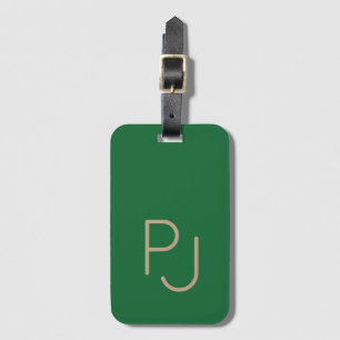 Étiquette À Bagage Green Bold personnalisé monogramme masculin