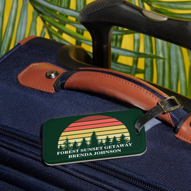 Étiquette À Bagage Green Forest Sunset Nature Personnalisable (Insitu Rectoal 3)