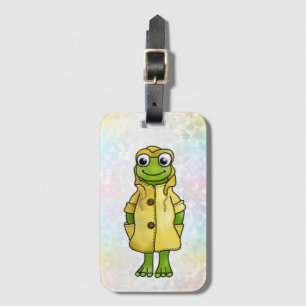 Étiquette À Bagage Grenouille dans l'imperméable 