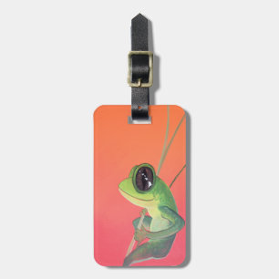 Étiquette À Bagage Grenouille hawaïenne heureuse sur le jeune bambou