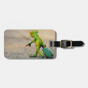 Étiquette À Bagage Grenouille verte avec l'étiquette de bagage de