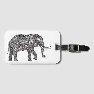 Étiquette À Bagage Griffonnage stylisé d'éléphant d'imaginaire