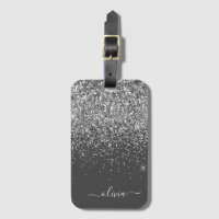 Gris argenté paillettes scintillantes monogramme n
