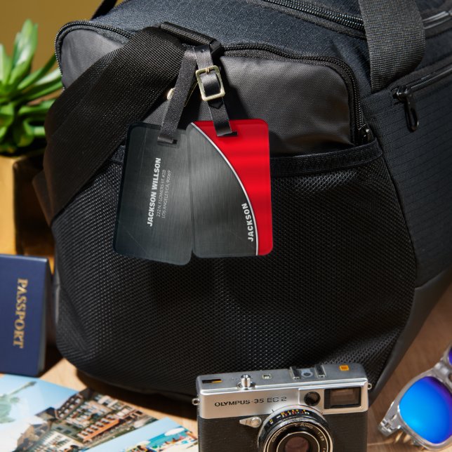 Étiquette À Bagage Grunge Arrière - plans métalliques (Recto & Verso)