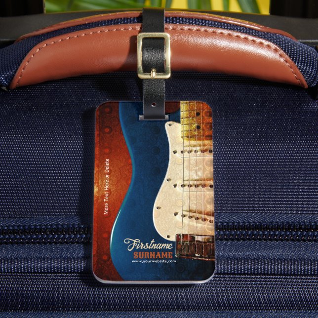 Étiquette À Bagage Grunge de guitare électrique Texte personnalisé (Insitu Rectoal 2)