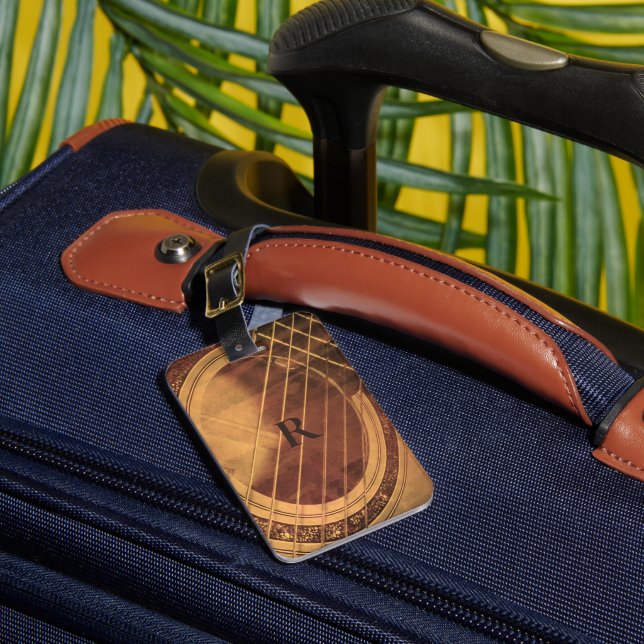 Étiquette À Bagage Guitare acoustique monogrammée (Insitu Rectoal 1)
