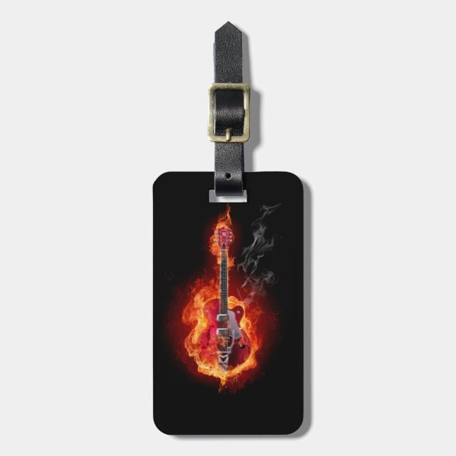 Étiquette À Bagage Guitare flamboyante (Devant Vertical)