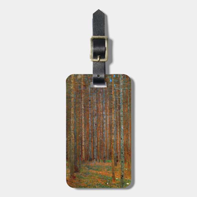 Étiquette À Bagage Gustav Klimt - Forêt de pins de Tannenwald (Devant Vertical)