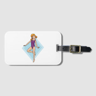 Étiquette À Bagage Gymnaste Féminine en Justaucorps Violet
