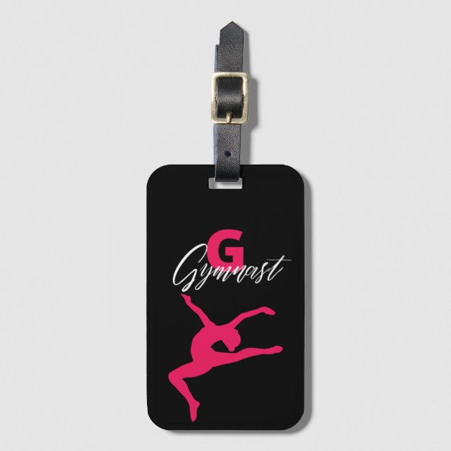 Étiquette À Bagage Gymnastique Monogramme G est pour Gymnaste (Devant Vertical)