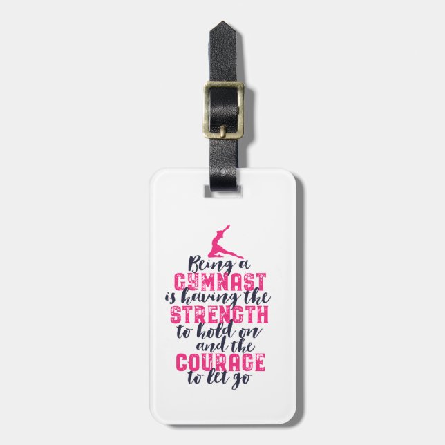 Étiquette À Bagage Gymnastique motivationnelle Citation Sports Girl G (Devant Vertical)