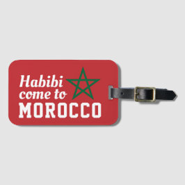Étiquette À Bagage Habibi Venez Au Maroc Drapeau Rouge Vert Étoile